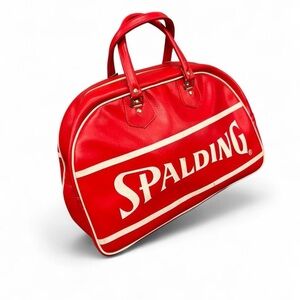 Vintage 90s Faux Leather Spalding Duffle Bag Red